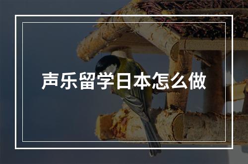 声乐留学日本怎么做