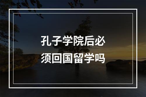 孔子学院后必须回国留学吗