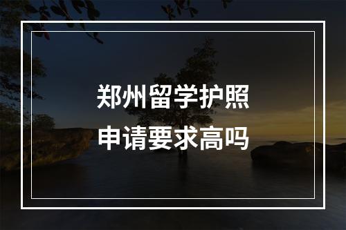 郑州留学护照申请要求高吗