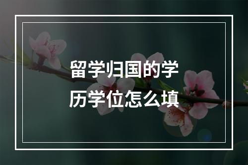 留学归国的学历学位怎么填