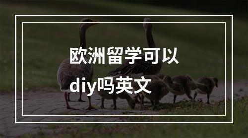 欧洲留学可以diy吗英文