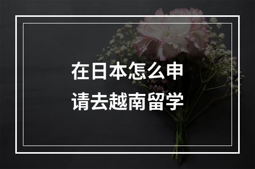 在日本怎么申请去越南留学