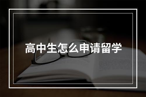 高中生怎么申请留学