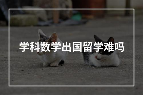 学科数学出国留学难吗