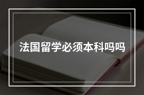 法国留学必须本科吗吗