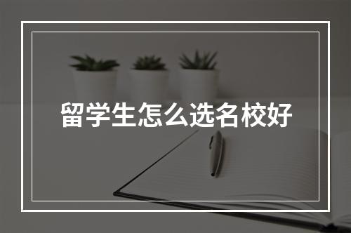 留学生怎么选名校好