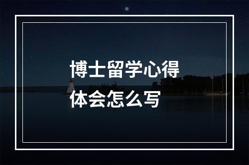 博士留学心得体会怎么写