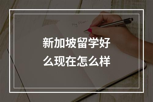 新加坡留学好么现在怎么样