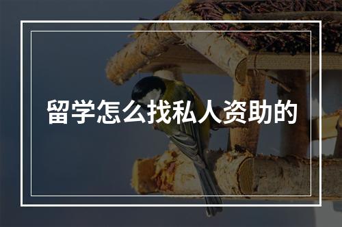 留学怎么找私人资助的