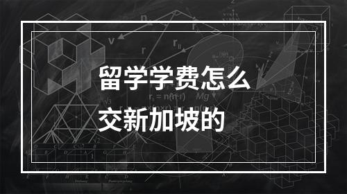 留学学费怎么交新加坡的