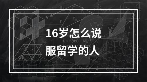 16岁怎么说服留学的人