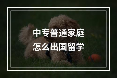 中专普通家庭怎么出国留学