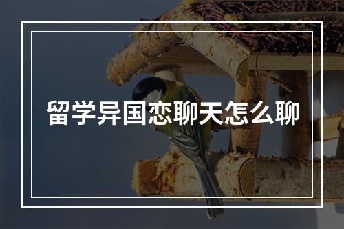 留学异国恋聊天怎么聊