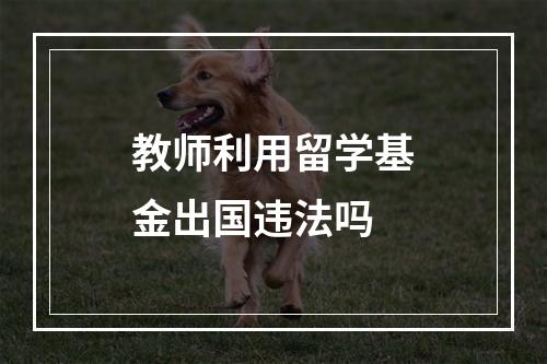 教师利用留学基金出国违法吗