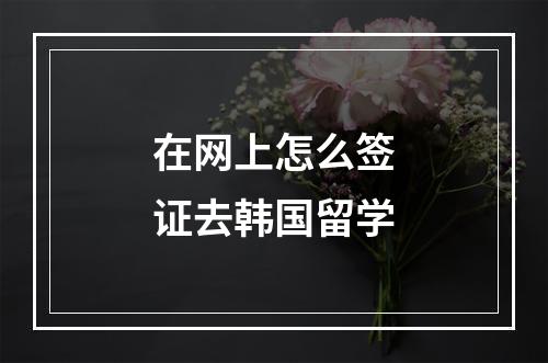 在网上怎么签证去韩国留学