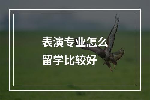 表演专业怎么留学比较好