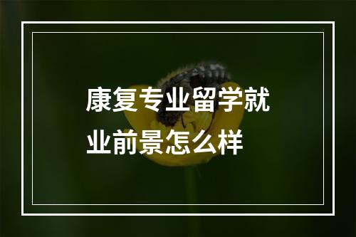 康复专业留学就业前景怎么样