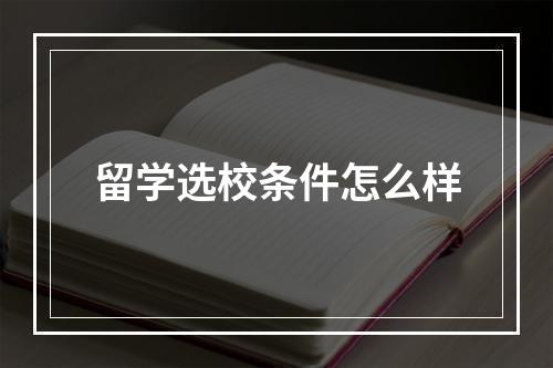 留学选校条件怎么样