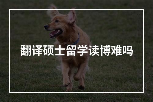 翻译硕士留学读博难吗