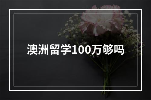 澳洲留学100万够吗