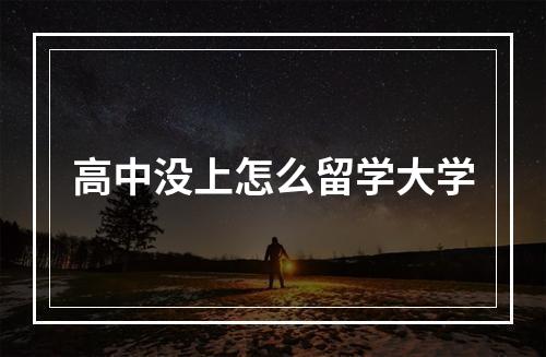 高中没上怎么留学大学