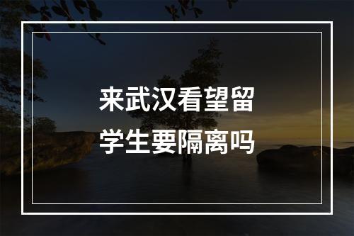 来武汉看望留学生要隔离吗