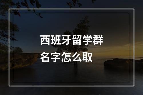 西班牙留学群名字怎么取