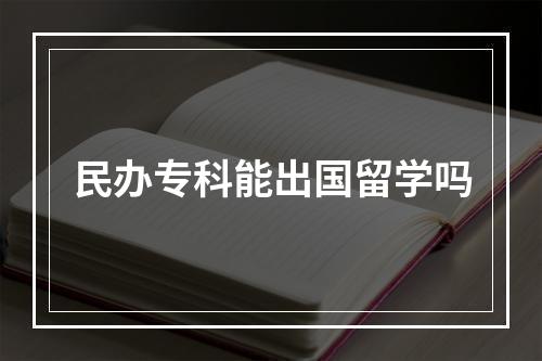 民办专科能出国留学吗