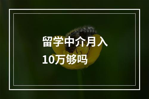 留学中介月入10万够吗