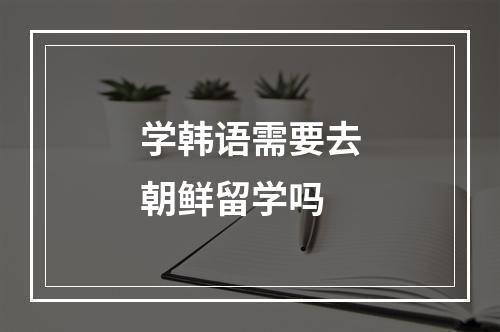 学韩语需要去朝鲜留学吗