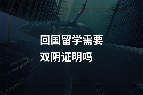 回国留学需要双阴证明吗