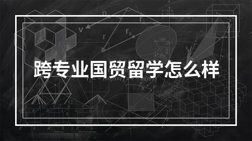 跨专业国贸留学怎么样