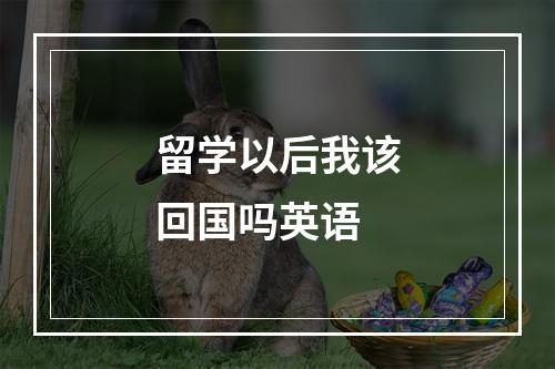 留学以后我该回国吗英语