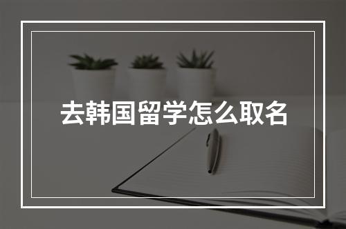 去韩国留学怎么取名