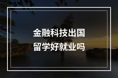 金融科技出国留学好就业吗