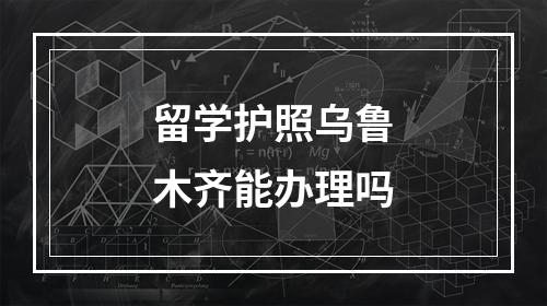 留学护照乌鲁木齐能办理吗