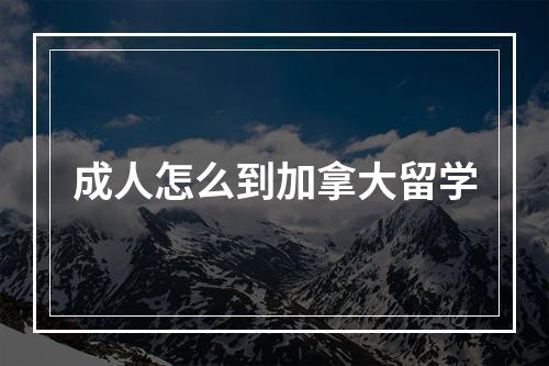 成人怎么到加拿大留学