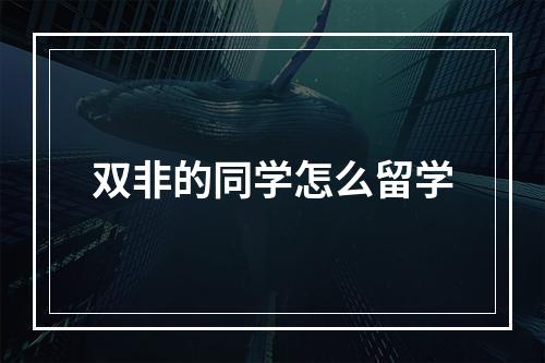 双非的同学怎么留学