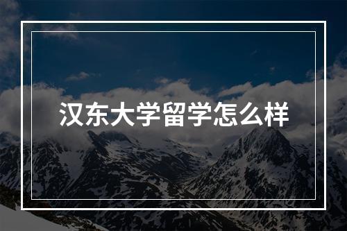 汉东大学留学怎么样