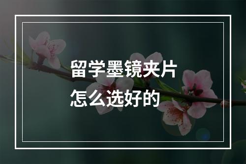 留学墨镜夹片怎么选好的