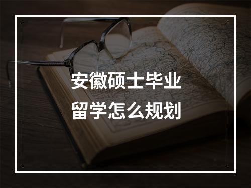 安徽硕士毕业留学怎么规划