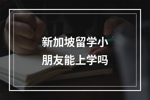 新加坡留学小朋友能上学吗