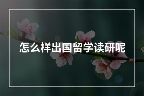 怎么样出国留学读研呢