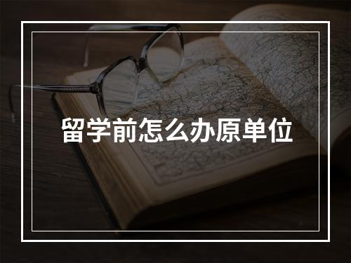 留学前怎么办原单位