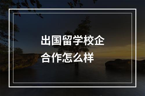 出国留学校企合作怎么样