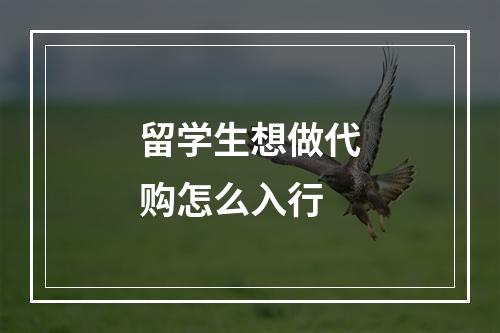 留学生想做代购怎么入行