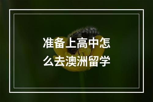 准备上高中怎么去澳洲留学