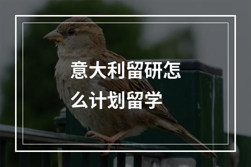 意大利留研怎么计划留学