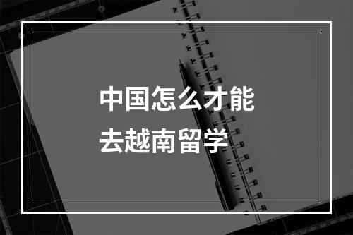 中国怎么才能去越南留学