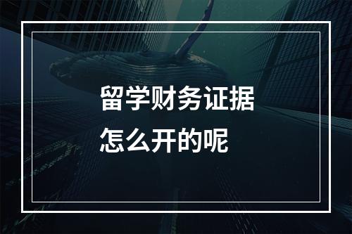 留学财务证据怎么开的呢